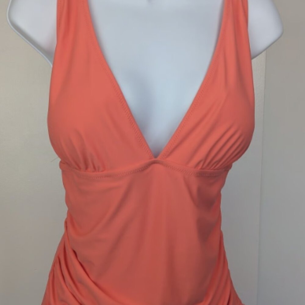 Beachsissi XL One Piece Bathing Suit Tankini Top Adjustable Straps Coral NWT